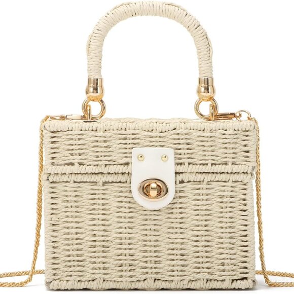 Jewelry - Handwoven Rattan Bag for Women Woven Straw Square Crossbody Bag Vintage Basket P